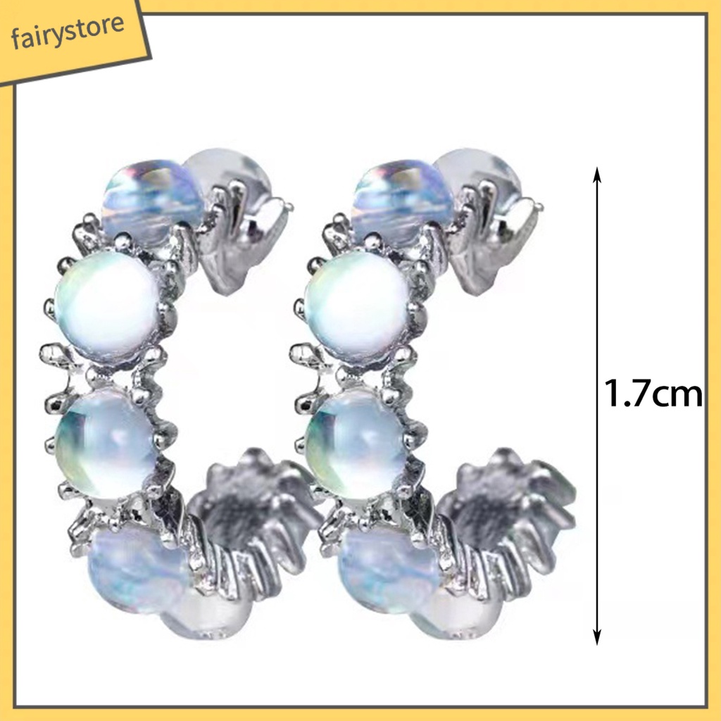 1 Đôi Bông Tai Đính Đá Mặt Trăng Bằng Hợp Kim Thời Trang Dành Cho Nữ