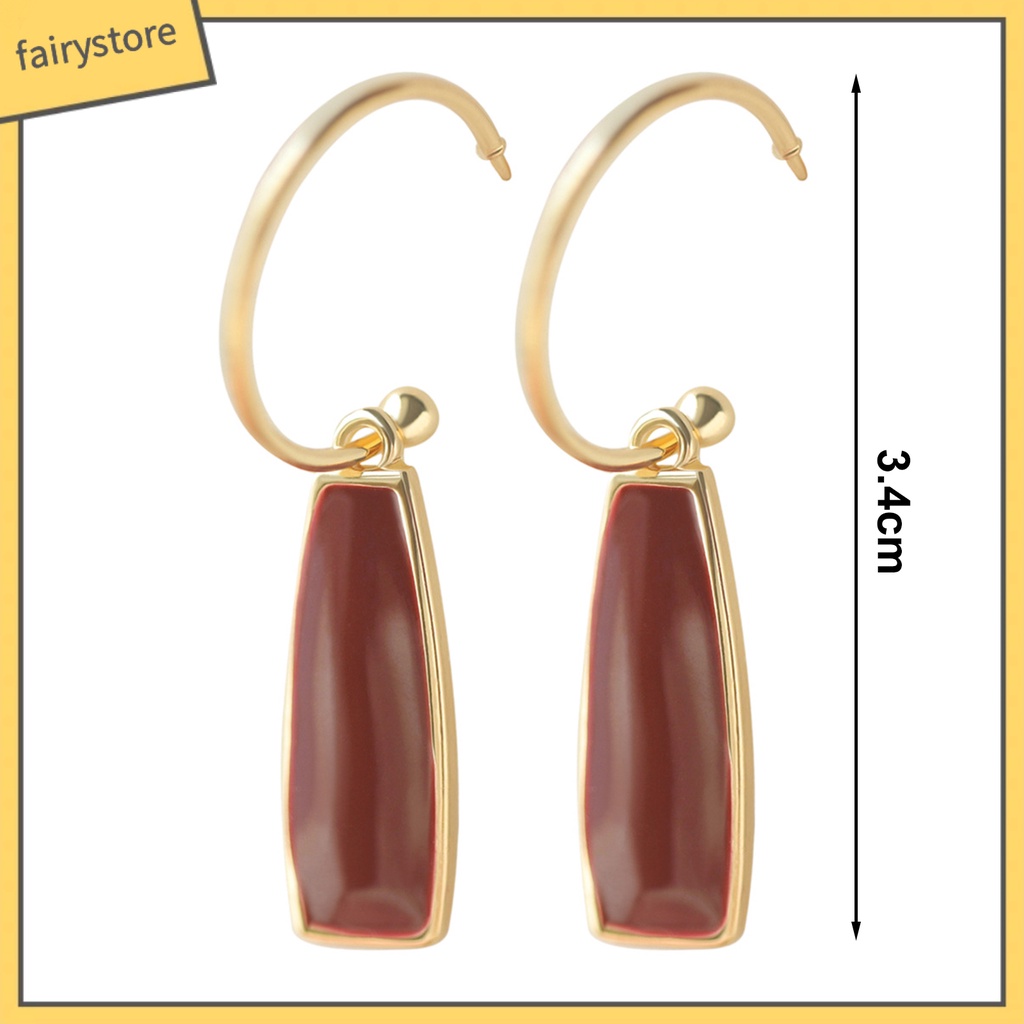 1 Đôi Bông Tai Hình Học Dáng Dài Mạ Bóng Cao Thời Trang Cho Nữ