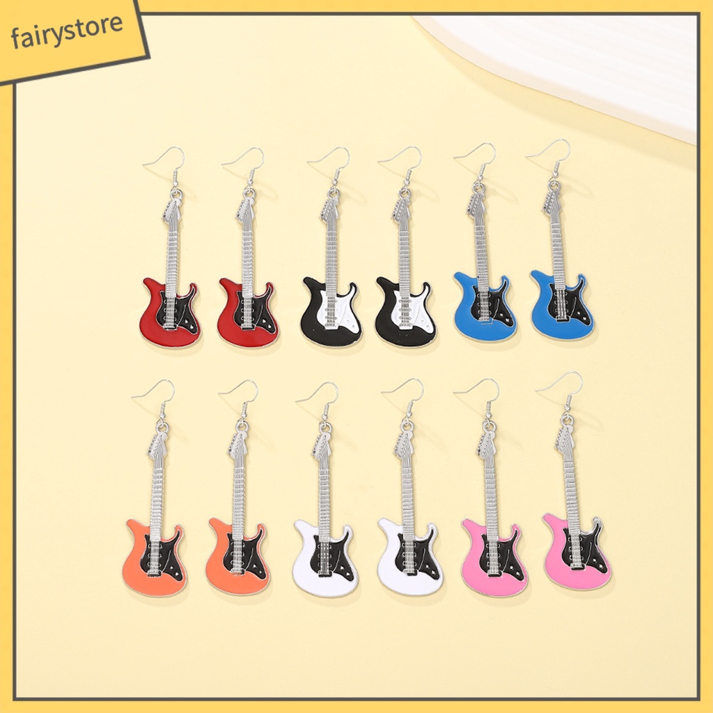 [FRO] 1 Đôi Bông Tai Thời Trang Bắt Sáng Tốt Hình Đàn Guitar Điện Bằng Hợp Kim Tinh Tế Sang Trọng Cho Nữ