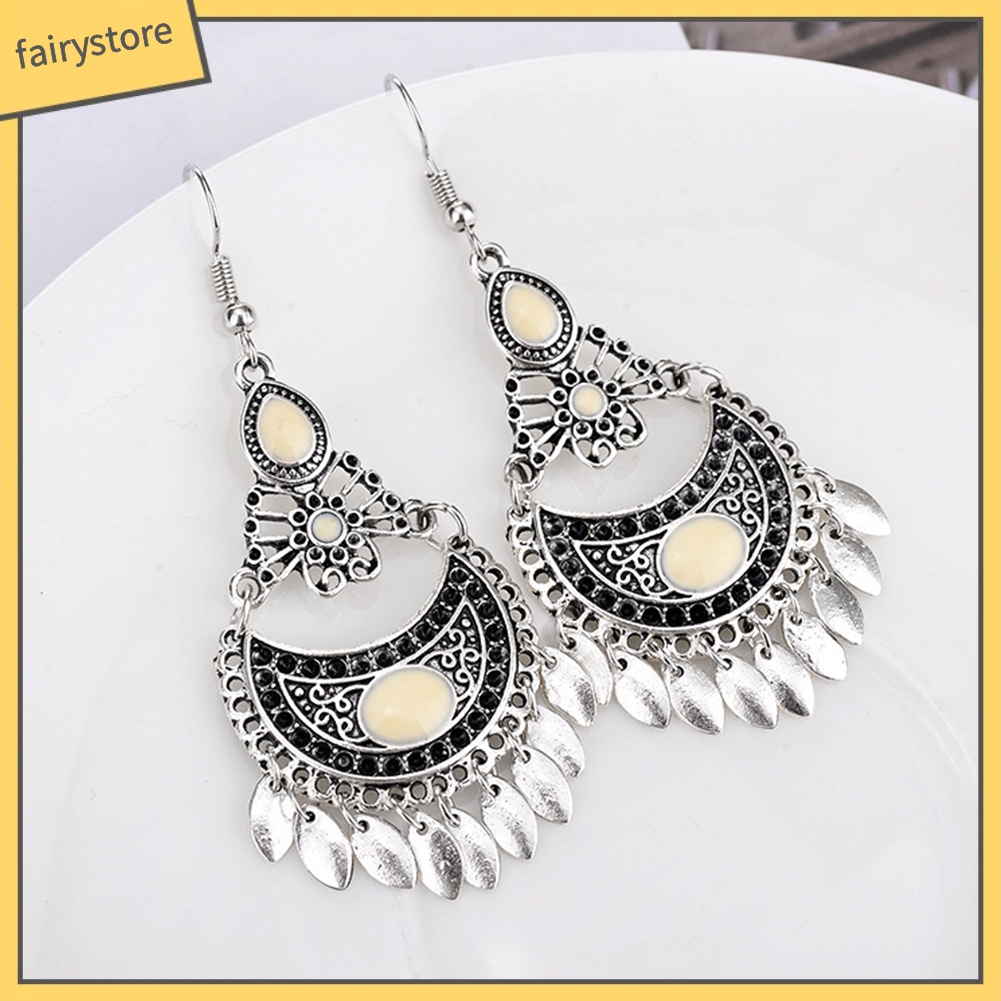 Bông Tai Hình Học Đính Đá Nhân Tạo Phong Cách Bohemian Dành Cho Nữ