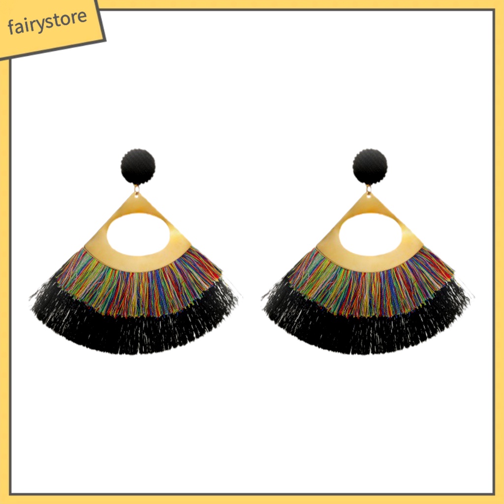 1 Đôi Bông Tai Hình Vỏ Sò Đính Tua Rua Phong Cách Bohemian Thời Trang