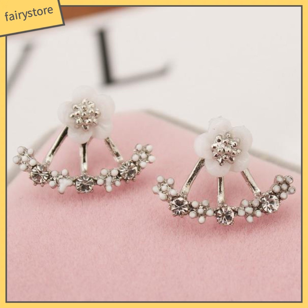 Bông Tai Hình Hoa Cúc Đính Đá Dễ Thương Dành Cho Nữ