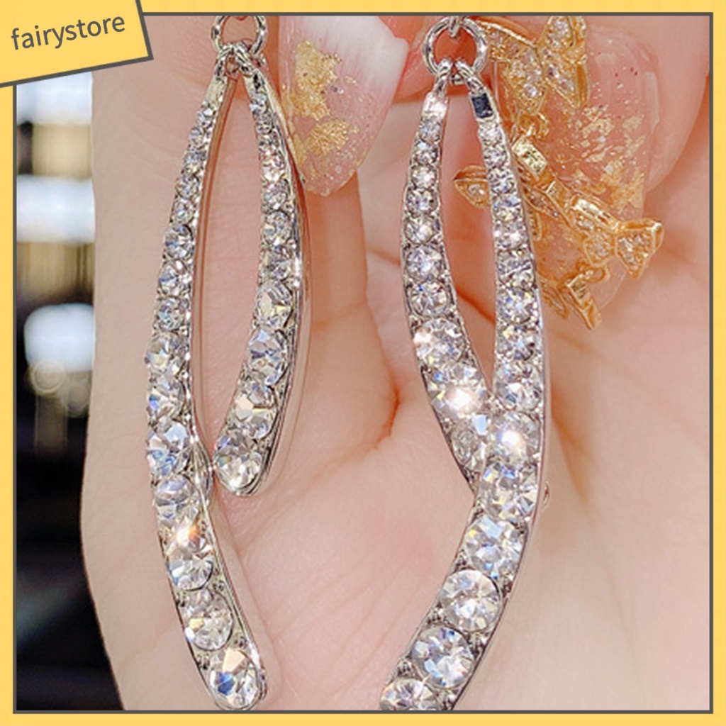 1 Đôi Bông Tai Hình Học Đính Đá Lấp Lánh Dành Cho Nữ