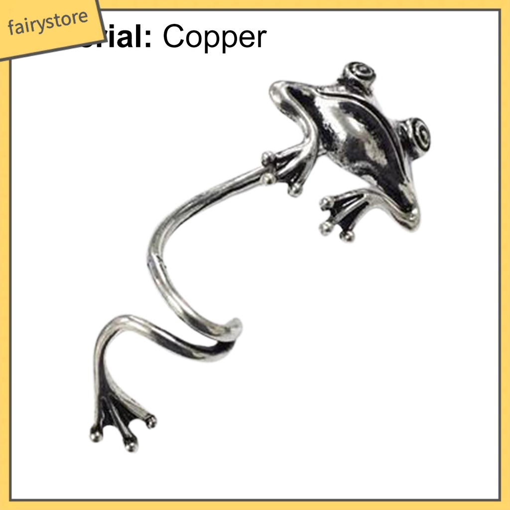 1 Khuyên Kẹp Vành Tai Hình Chú Ếch Màu Sắc Bạc Phong Cách Gothic Dành Cho Các Cuộc Họp