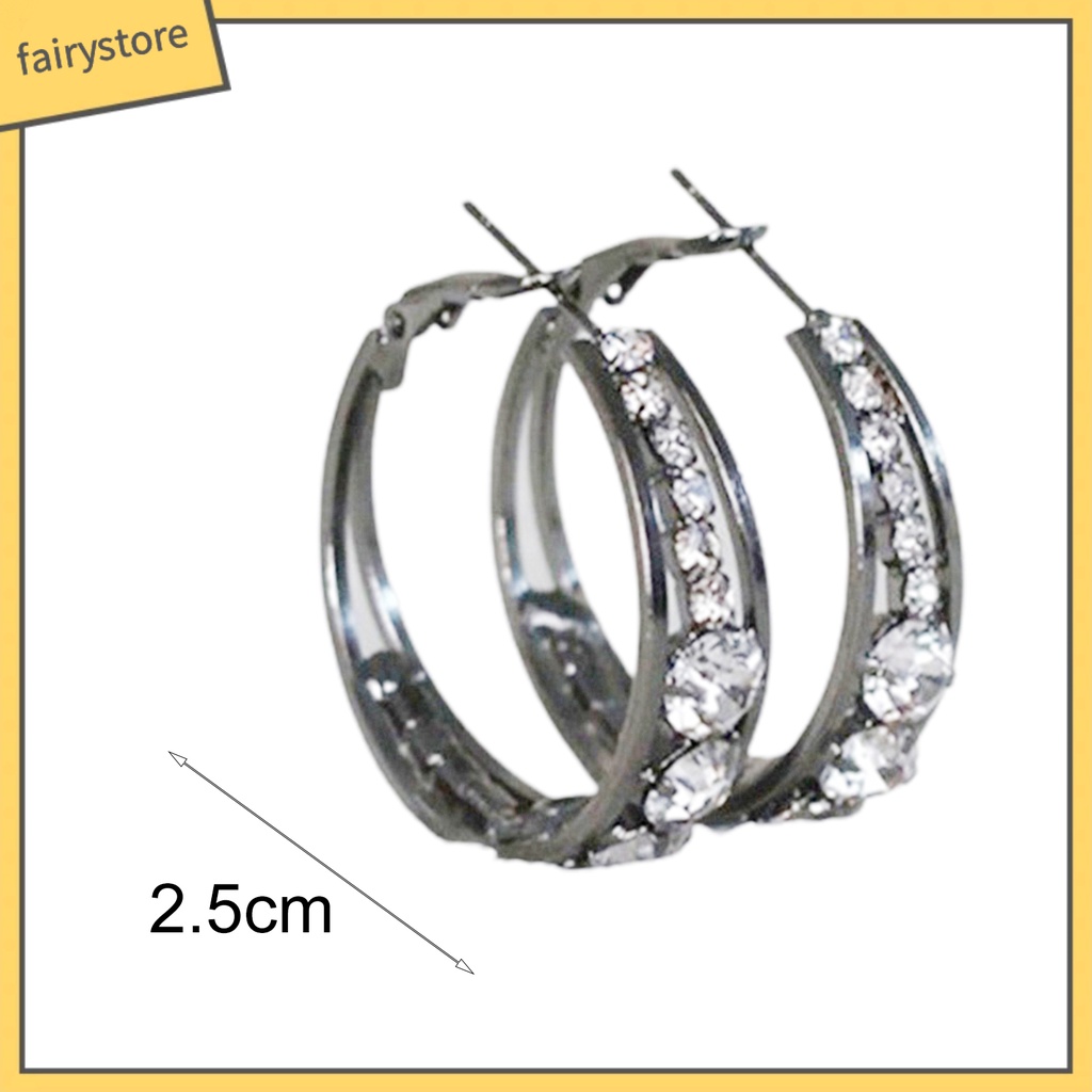 Bông Tai Tròn Đính Đá Lấp Lánh Quyến Rũ Dành Cho Nữ