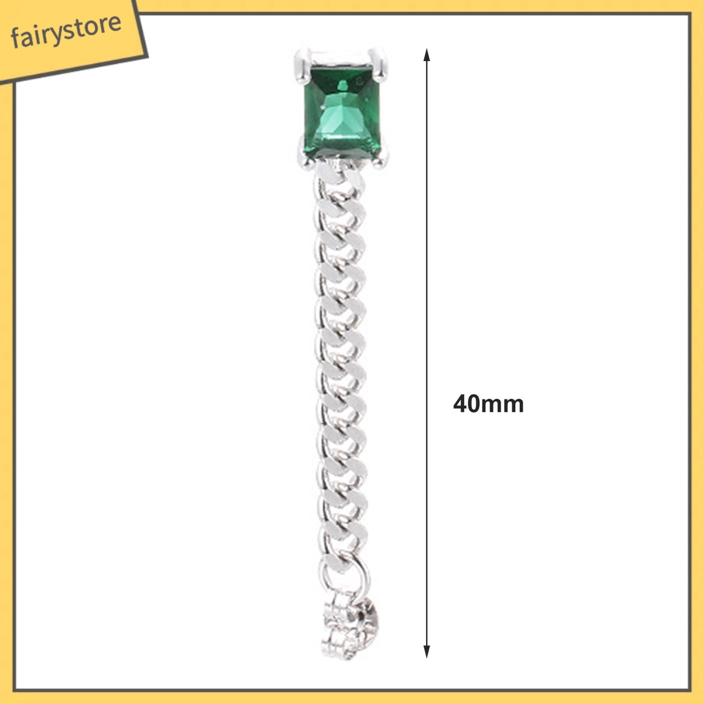 1 Bông Tai Hình Khối Lập Phương Đính Đá Zircon Phong Cách Hàn Quốc