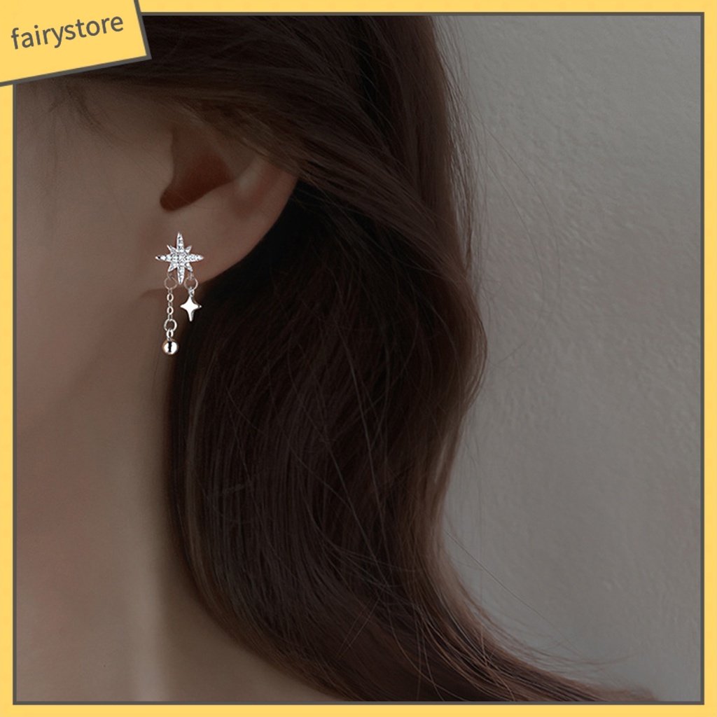 1 Bông Tai Hình Ngôi Sao / Bóng Tròn Đính Đá Phong Cách Hàn Quốc Dành Cho Nữ