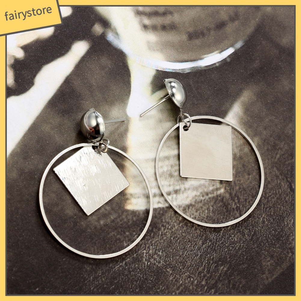 Bông Tai Hình Tròn / Vuông Thời Trang Dự Tiệc Cho Nữ