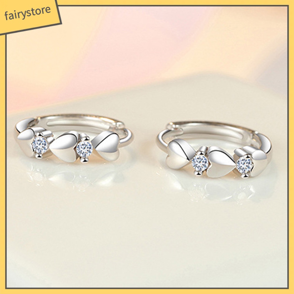 Bông Tai Hình Trái Tim Đính Đá Zircon [FRO] Thanh Lịch Cho Nữ