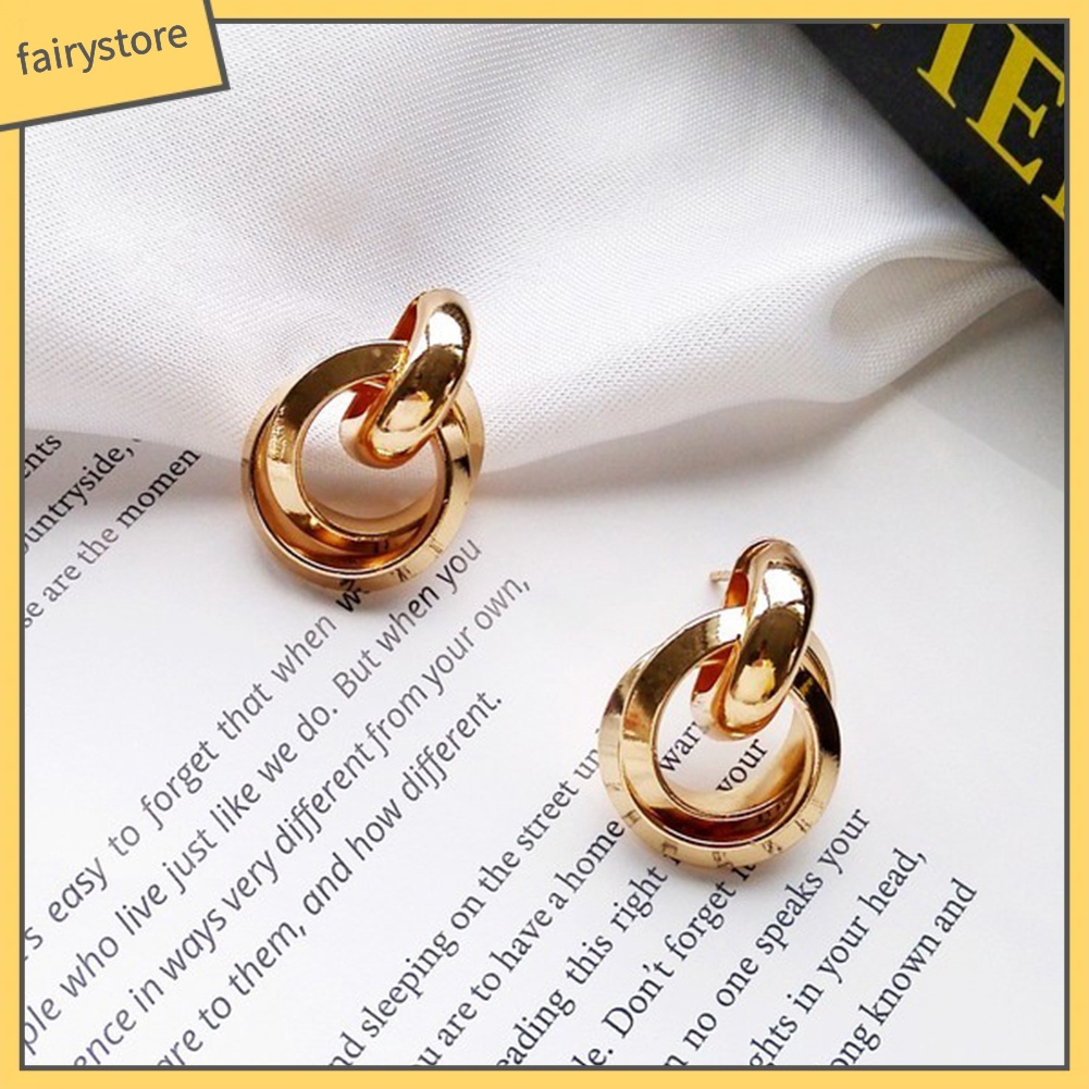 Bông Tai 3 Vòng Hình Chữ Thập Phong Cách Punk Dành Cho Nữ