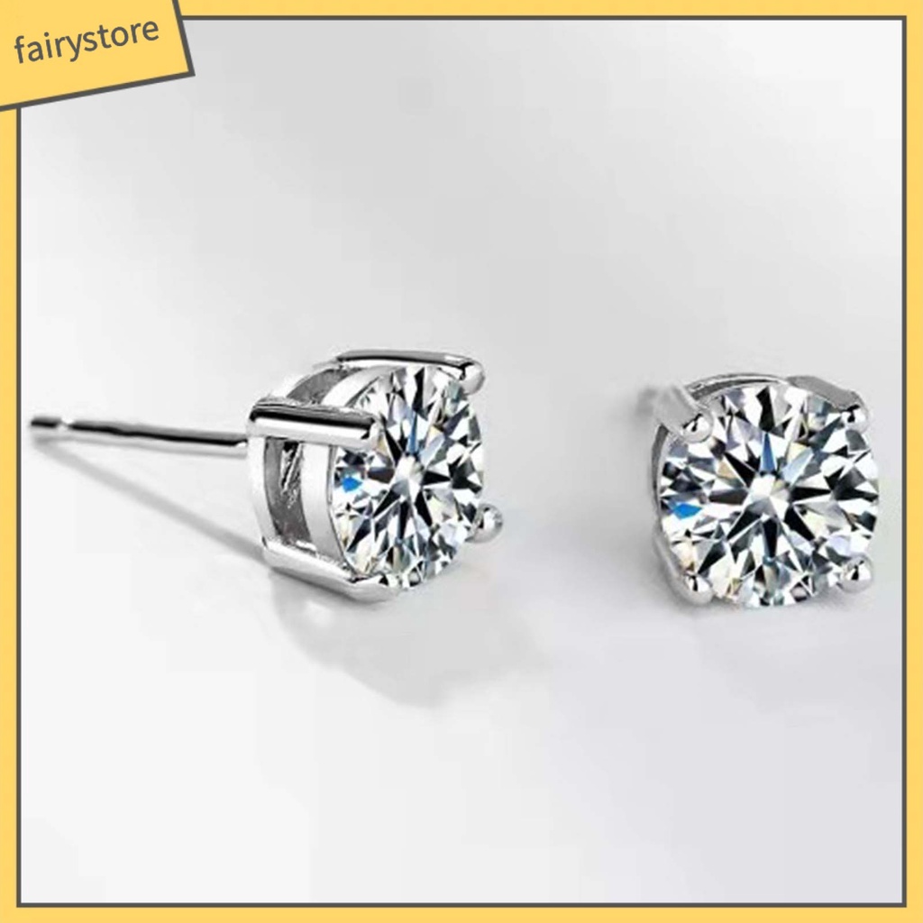 1 Đôi Bông Tai Hình Học Đính Đá Phong Cách Hàn Quốc Thời Trang