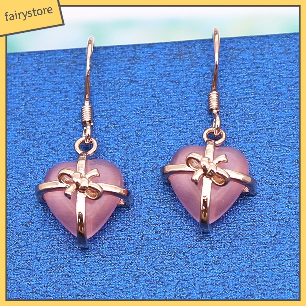 Đôi Bông Tai Hình Nơ / Trái Tim Đính Đá Thời Trang Cho Nữ