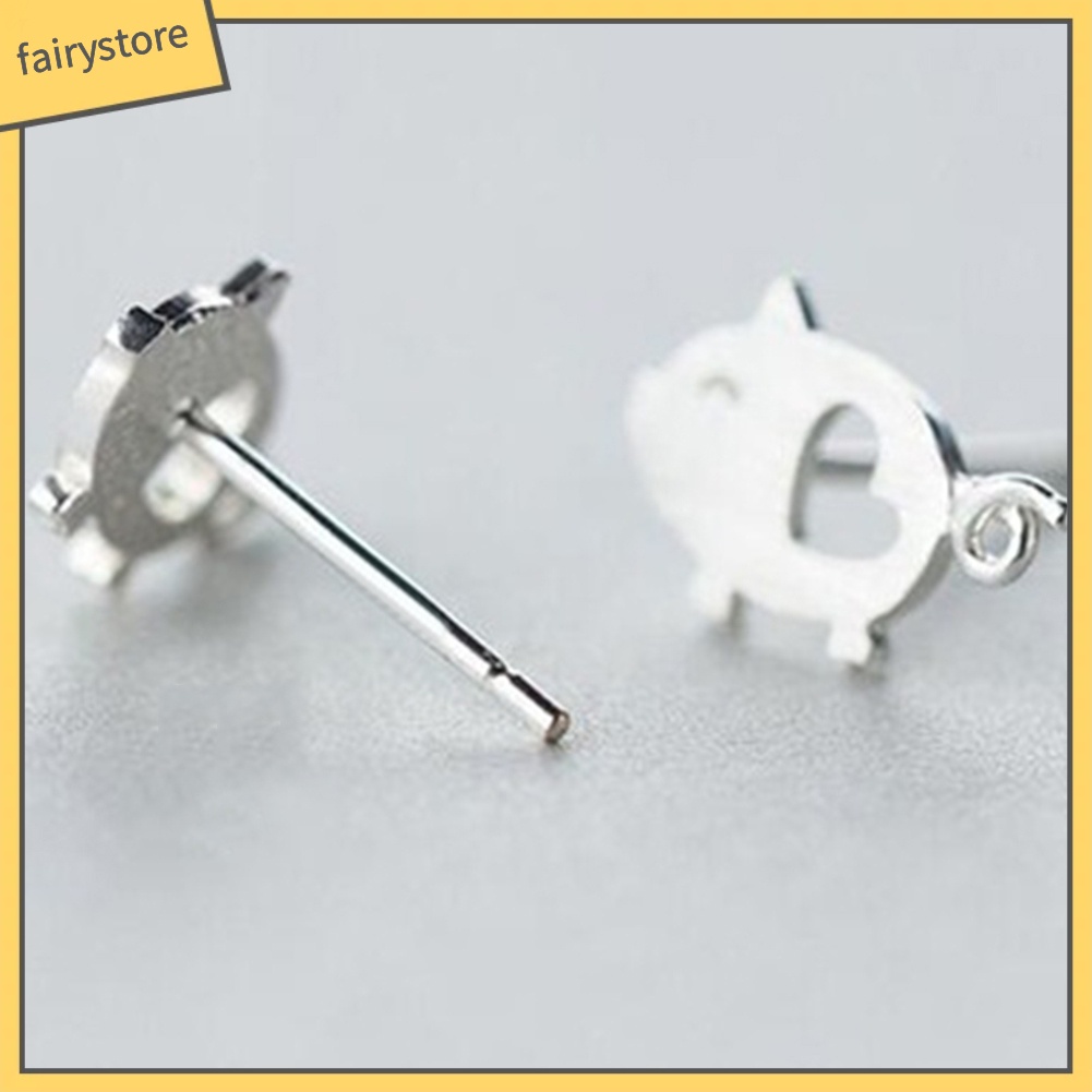 Bông Tai Hình Chú Heo Hoạt Hình Trái Tim Rỗng Thời Trang Cho Nữ