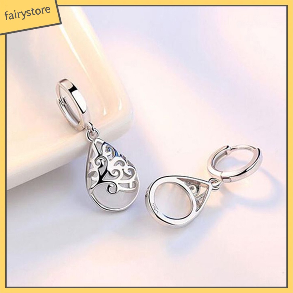 Bông Tai Hình Giọt Nước Đính Đá Opal Giả Thanh Lịch Dành Cho Nữ