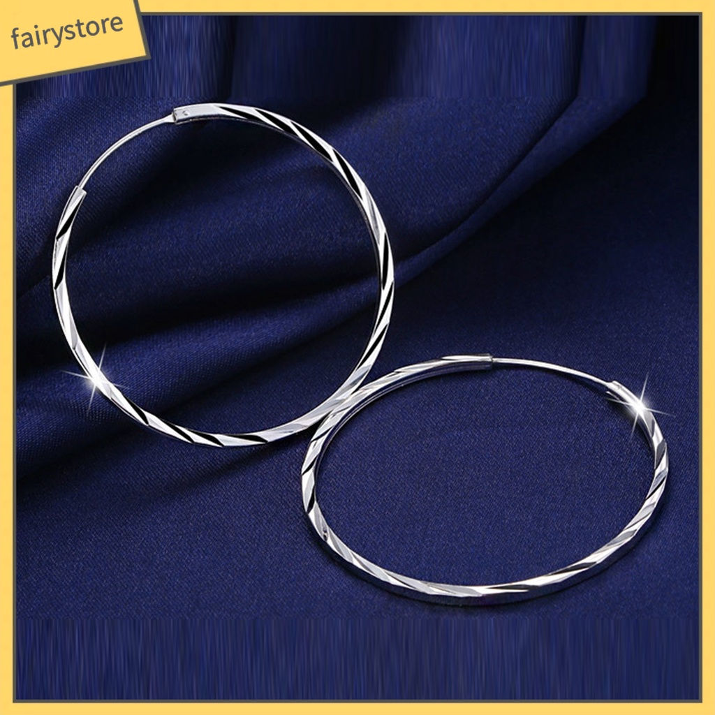 1 Đôi Bông Tai Hình Tròn Lớn Họa Tiết Hình Học Thời Trang Dành Cho Nữ