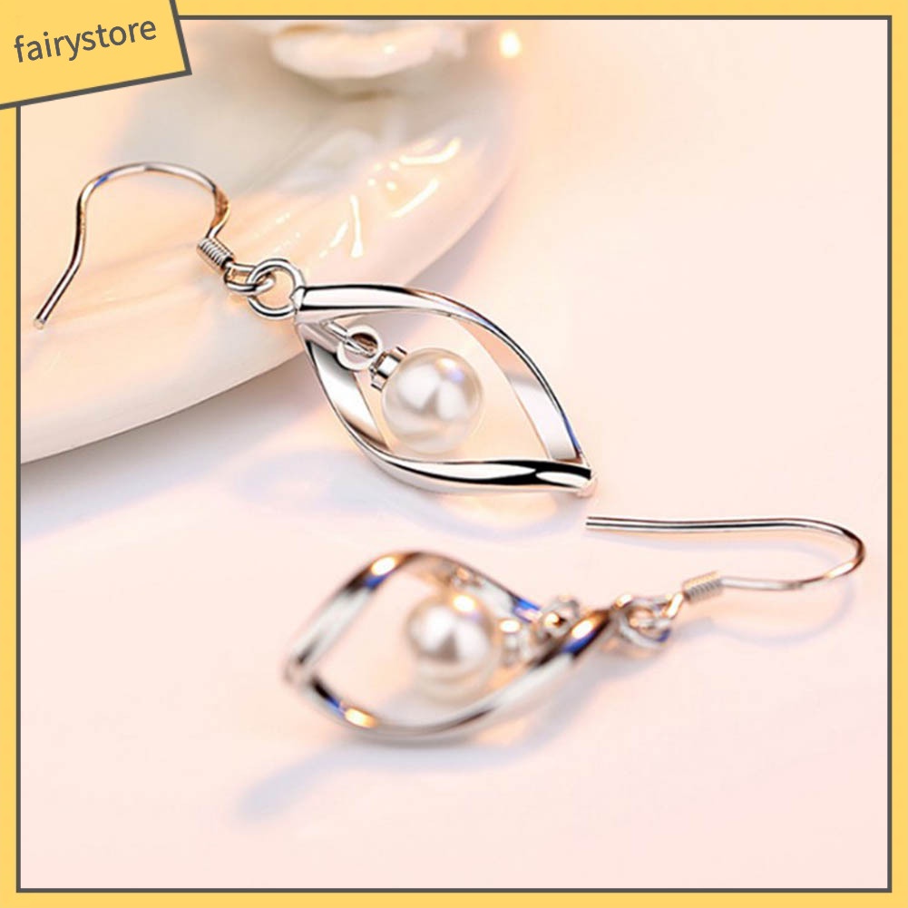 Khuyên Tai Dạng Móc Đính Ngọc Trai Nhân Tạo Thanh Lịch Cho Nữ