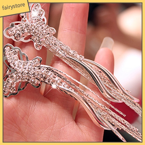 Bông Tai Tua Rua Dáng Dài Hình Bán Nguyệt / Bướm / Mặt Trăng Đính Đá Thời Trang Cho Nữ