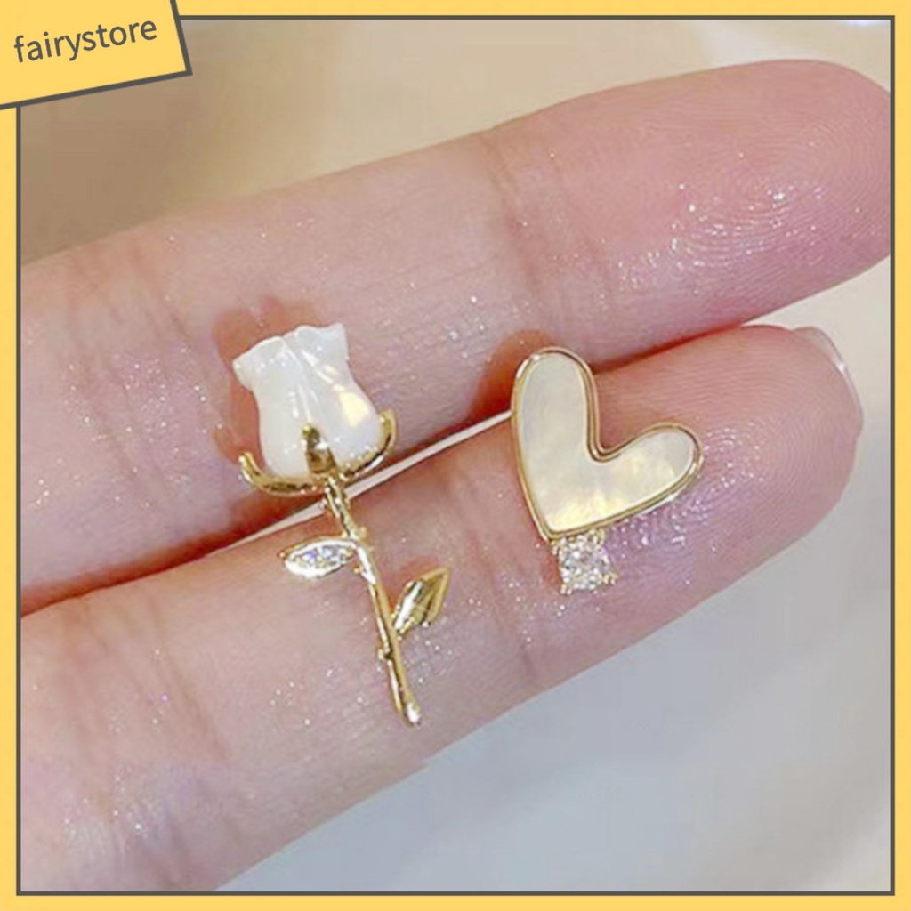 1 Đôi Bông Tai Hình Hoa Đính Ngọc Trai Giả Phong Cách Pháp