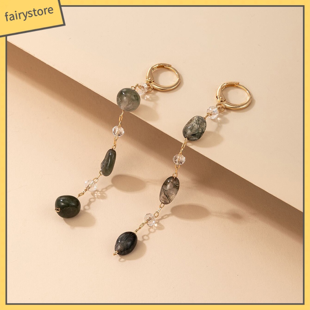 [FRO] 1 Đôi Bông Tai Lủng Lẳng Đính Đá Lấp Lánh Quyến Rũ Hiện Đại