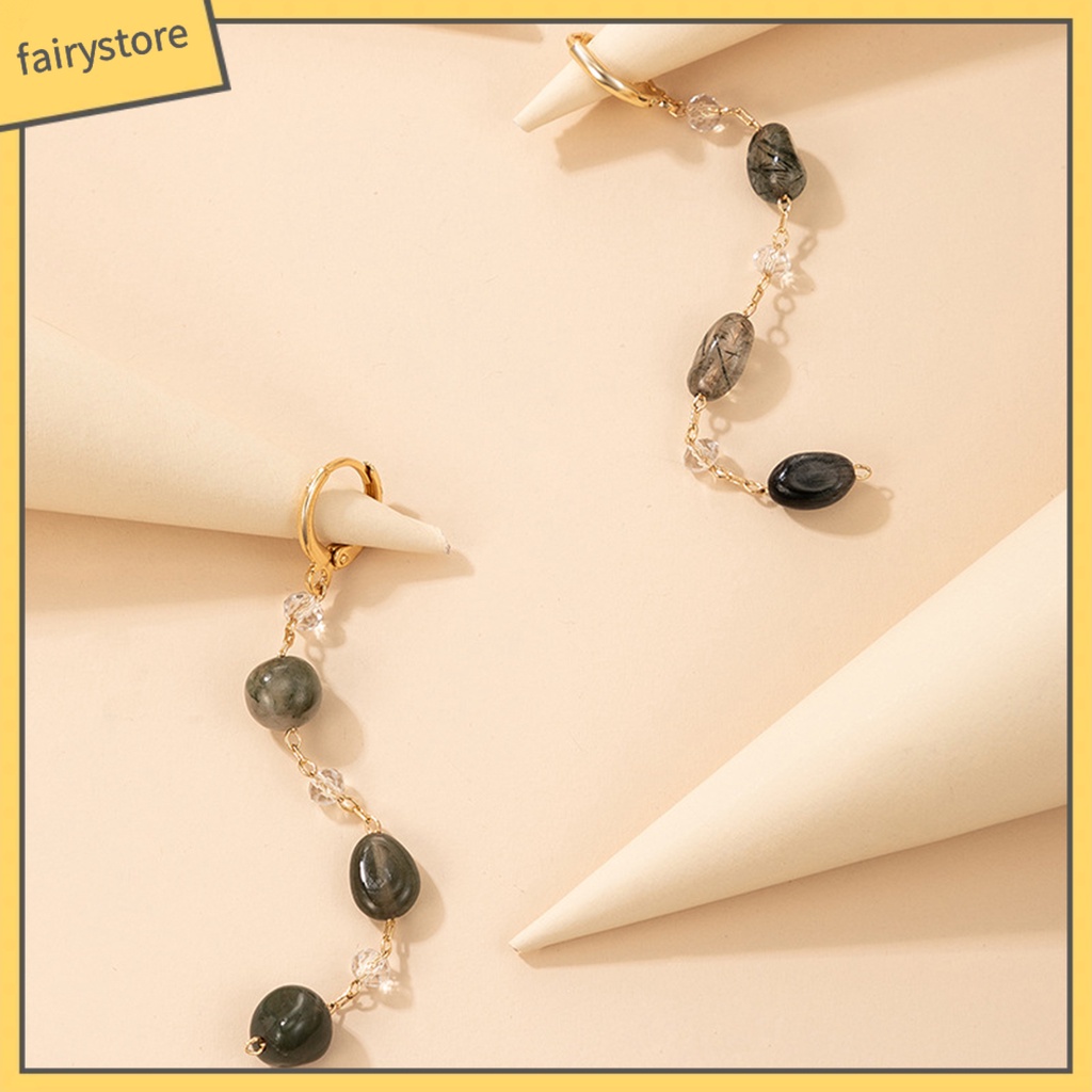 [FRO] 1 Đôi Bông Tai Lủng Lẳng Đính Đá Lấp Lánh Quyến Rũ Hiện Đại