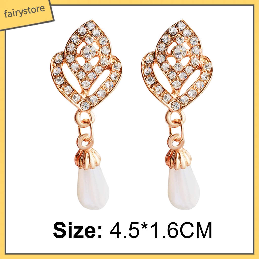 Bông Tai Hình Giọt Nước Đính Đá Trang Nhã Dành Cho Cô Dâu