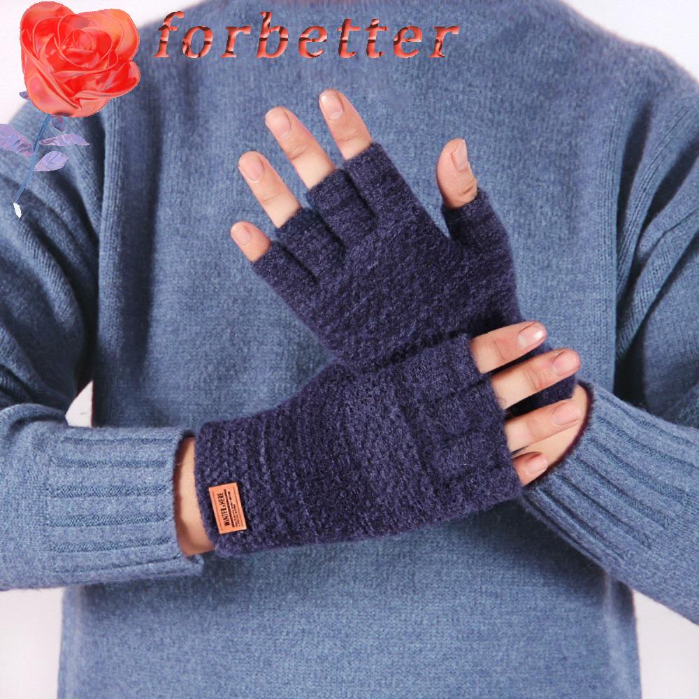 Găng Tay Dệt Kim Hở Ngón Phối Lông Dày Dặn Thời Trang Cho Nam Và Nữ