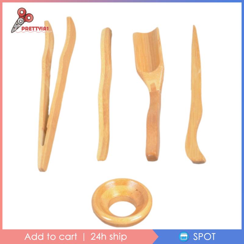 1 [Prettyia] Set 5 Kẹp Gỗ Gắp Trà &amp; Cà Phê