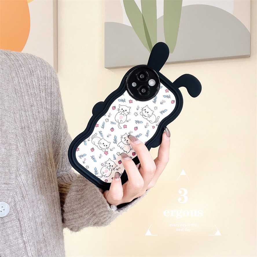 Ear CaseỐp Điện Thoại TPU Mềm Bảo Vệ Toàn Diện Màn Hình In Hình Mèo Dễ Thương Cho IPhone 14 13 12 11 Pro Max X XR Xs Max