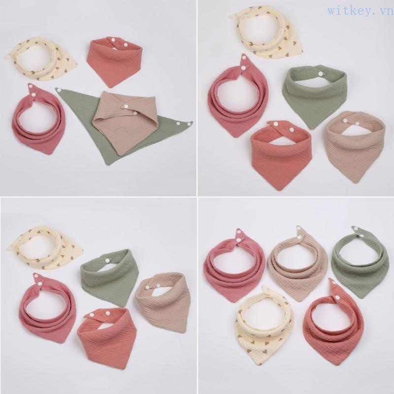 Set 5 Yếm Ăn Cotton Mềm Mại Hình Tam Giác Dành Cho Em Bé