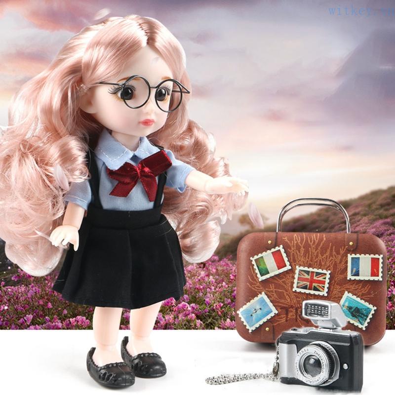 Bộ Búp Bê 6 inch Kèm Túi Đựng Hành Lý / Máy Ảnh Lấp Lánh Độc Đáo Trang Trí Tiệc Sinh Nhật / Giáng