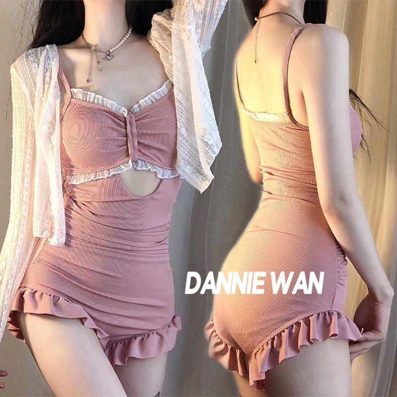 DannieWan Đồ Bơi bikini liền thân bikini hồng đi biển A25N071