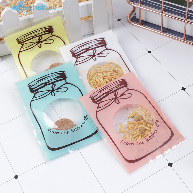 Set 100 Túi Đựng Bánh Kẹo Tự Dính Hình Chú Cá