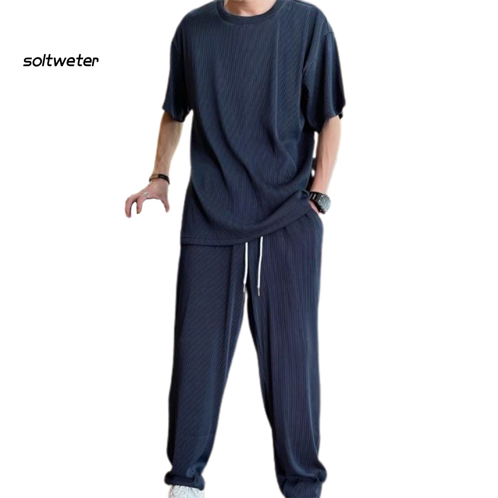 1 Bộ Áo Cổ Thuyền Màu Trơn Phối Quần Dài Dáng Rộng Thời Trang Mùa Hè Cho Văn Phòng