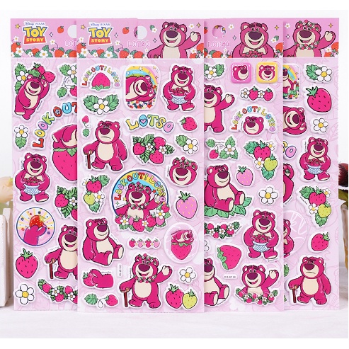 Hình dán sticker nổi 3D Gấu Dâu Lotso, Gấu Dâu Miniso cho bé