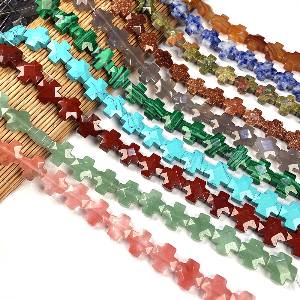 Chuỗi Hạt Đá Hình Chữ Thập Kích Thước 12x12mm