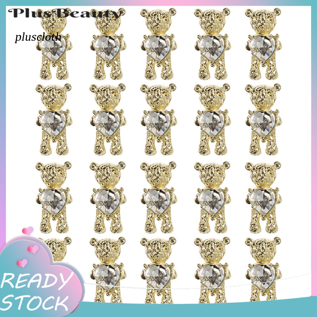 Túi 20 Phụ Kiện Trang Trí Móng Tay Hình Gấu 3D Dễ Thương