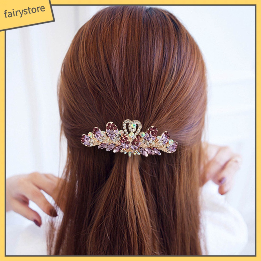 Kẹp Tóc Đính Đá Lấp Lánh Bằng Thép Không Gỉ Chống Trượt Trọng Lượng Nhẹ