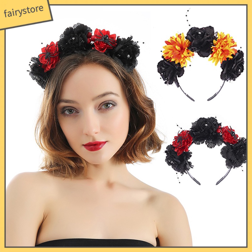 Cài Tóc Đính Hoa Hồng Giả Hóa Trang Halloween