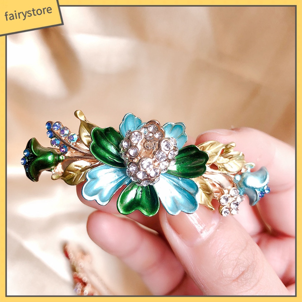 Kẹp Tóc Đính Đá Hình Hoa Lấp Lánh Chống Trượt Thời Trang Cho Nữ