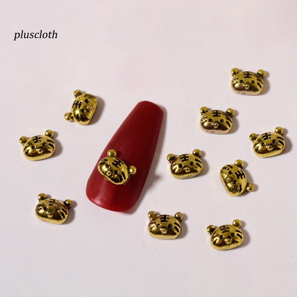 Set 10 Phụ Kiện Trang Trí Móng Tay Nghệ Thuật Hình Chú Hổ Bằng Hợp Kim