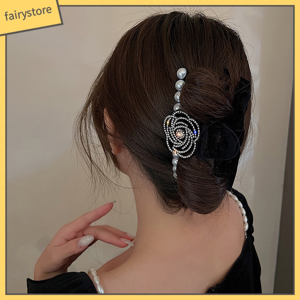 Kẹp Tóc Càng Cua Mini Đính Ngọc Trai Nhân Tạo Xinh Xắn Cao Cấp Chống Trượt Cho Nữ