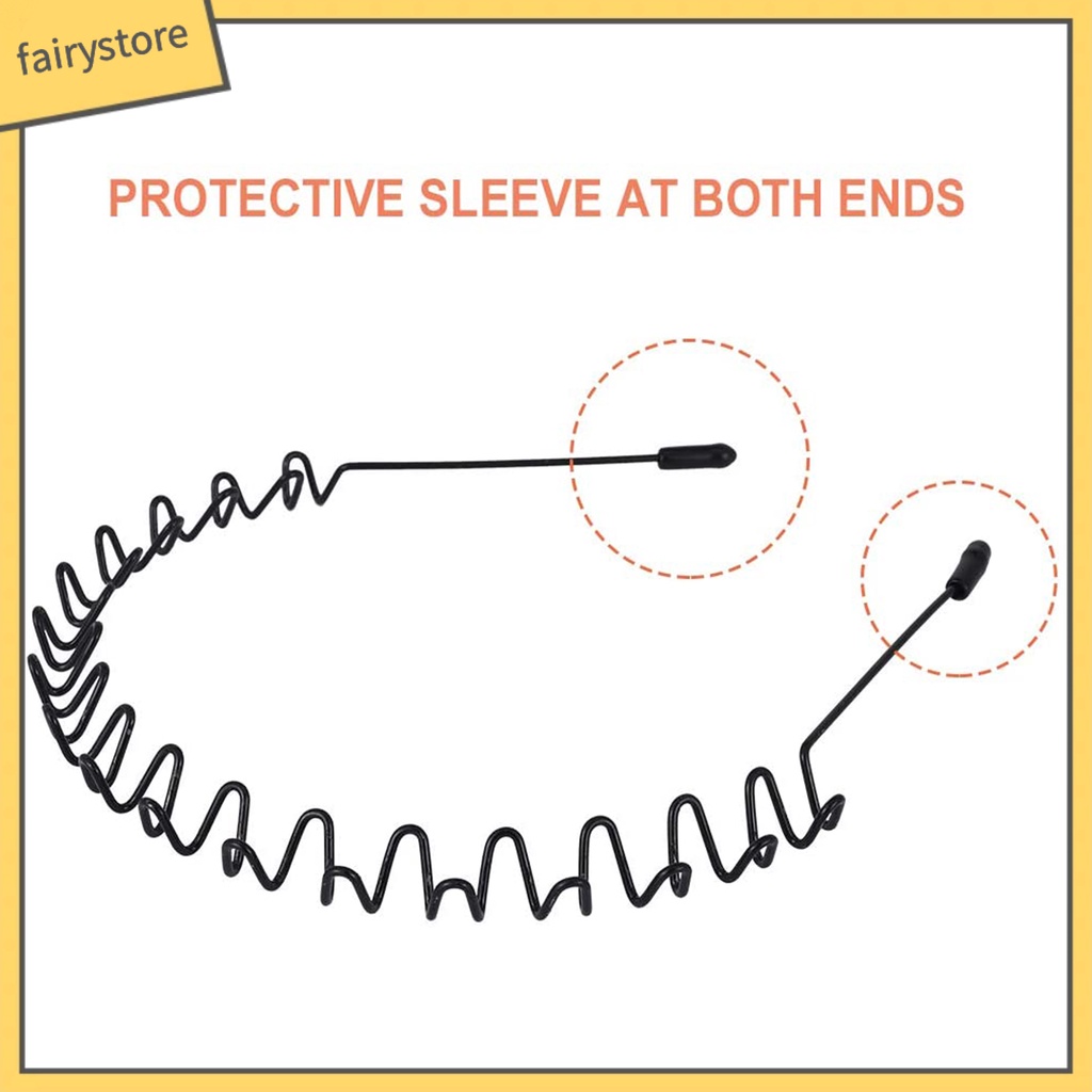 Set 9 Băng Đô Cài Tóc Rửa Mặt / Trang Điểm Hình Gợn Sóng Màu Đen Co Giãn