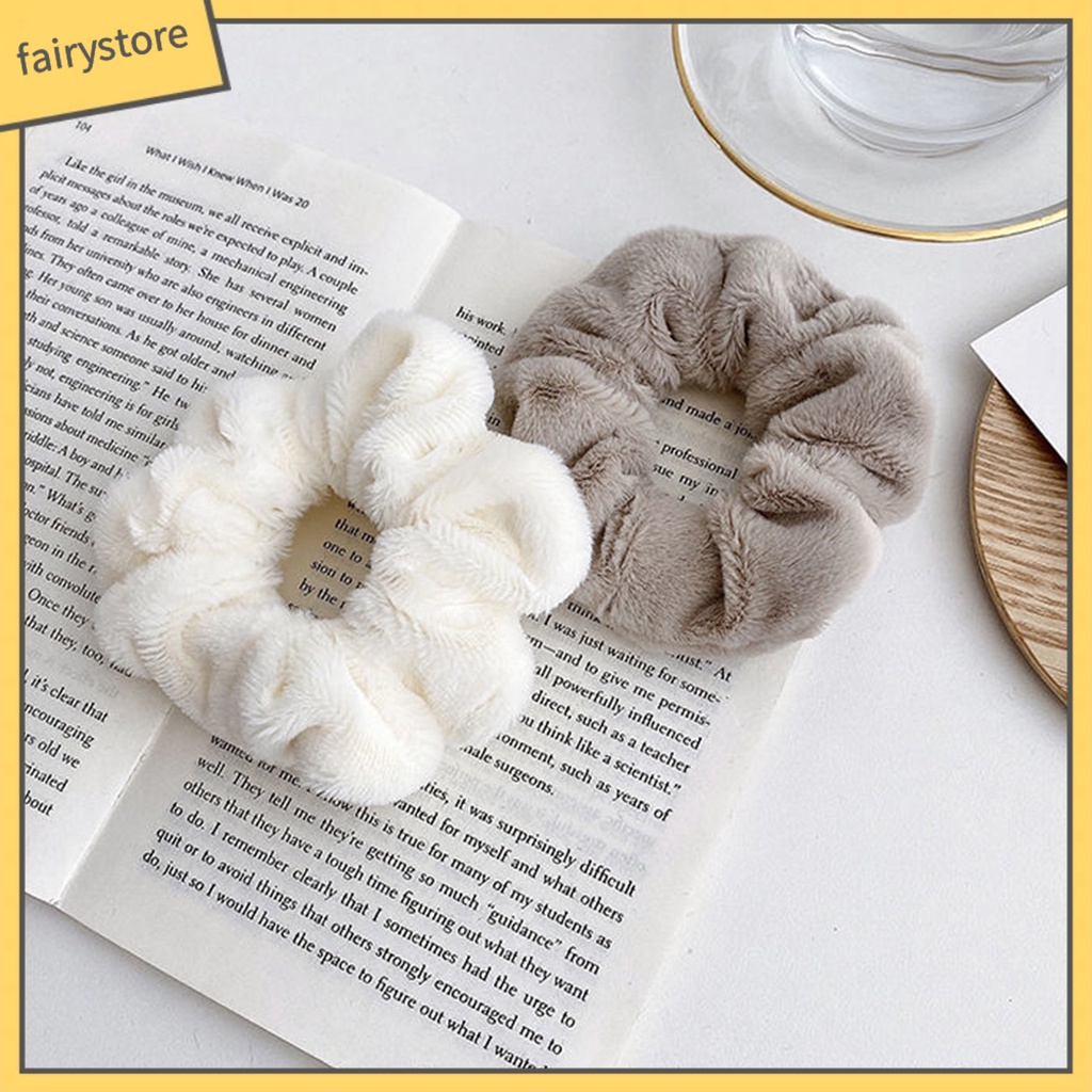 Dây Cột Tóc Lông Nhung Mềm Màu Trơn Giữ Ấm Mùa Đông Cho Nữ