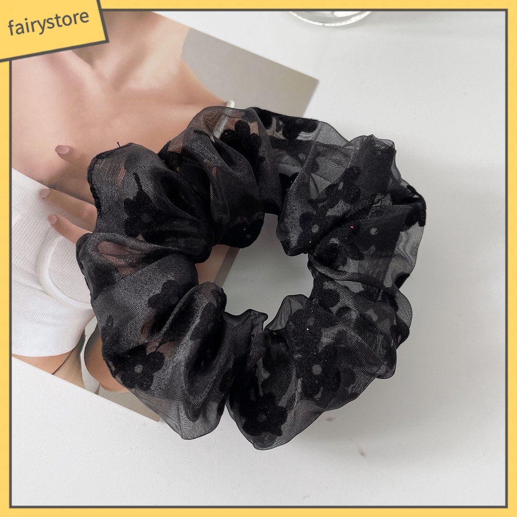 Dây Cột Tóc Co Giãn Chống Trượt Đính Hoa Xinh Xắn Cho Nữ