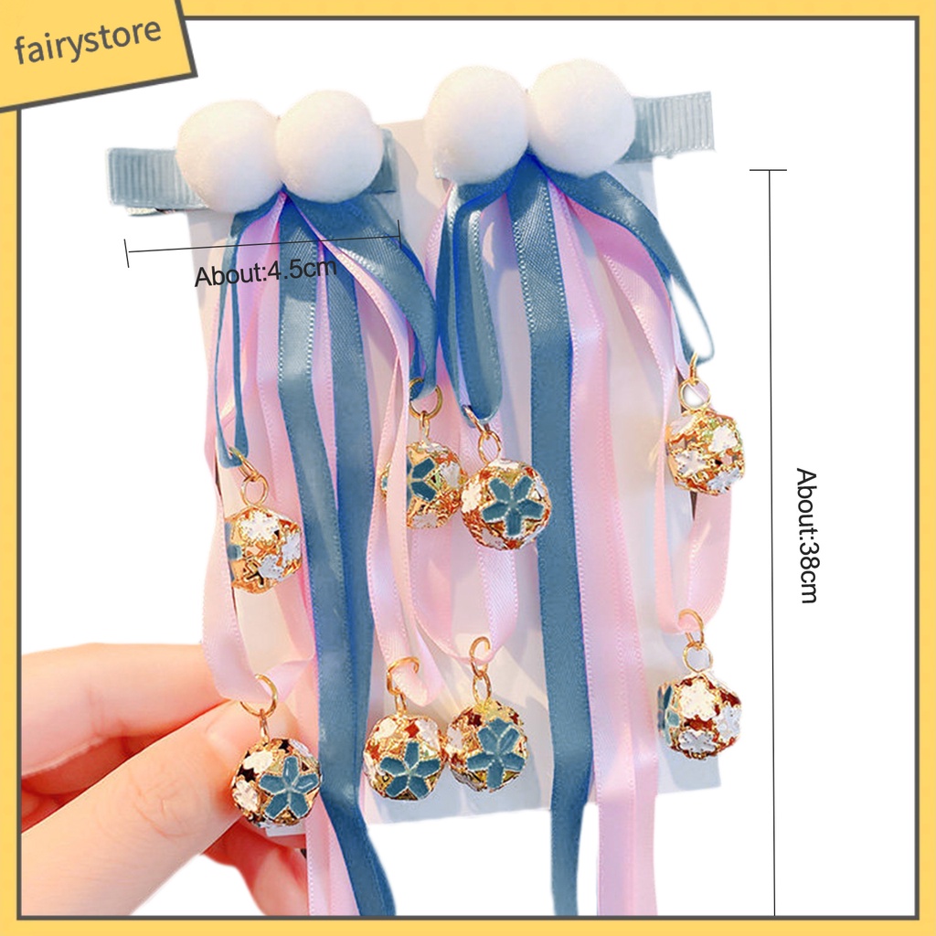 1 Cặp Kẹp Tóc Tua Rua Phong Cách Trung Hoa Cổ Điển Mừng Năm Mới Cho Bé Gái