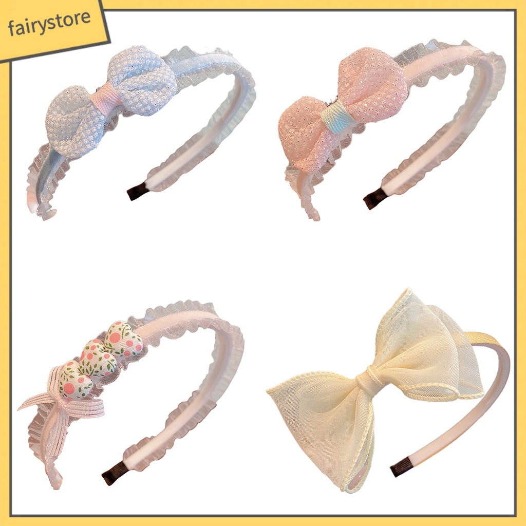 Băng Đô Nơ Đính Ngọc Trai Giả Lấp Lánh Co Giãn Dành Cho Bé Gái