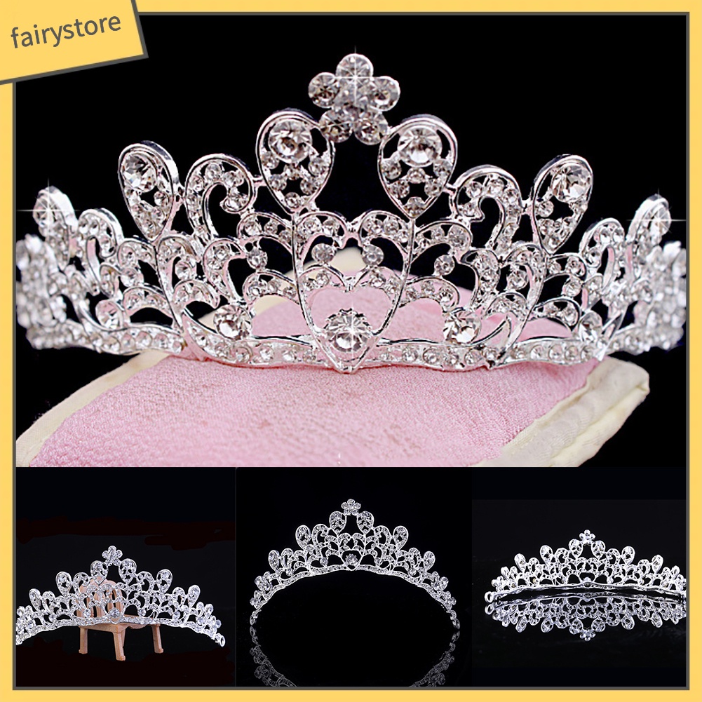 Cài Tóc Hình Vương Miện Đính Đá Lấp Lánh Sang Trọng Cho Cô Dâu