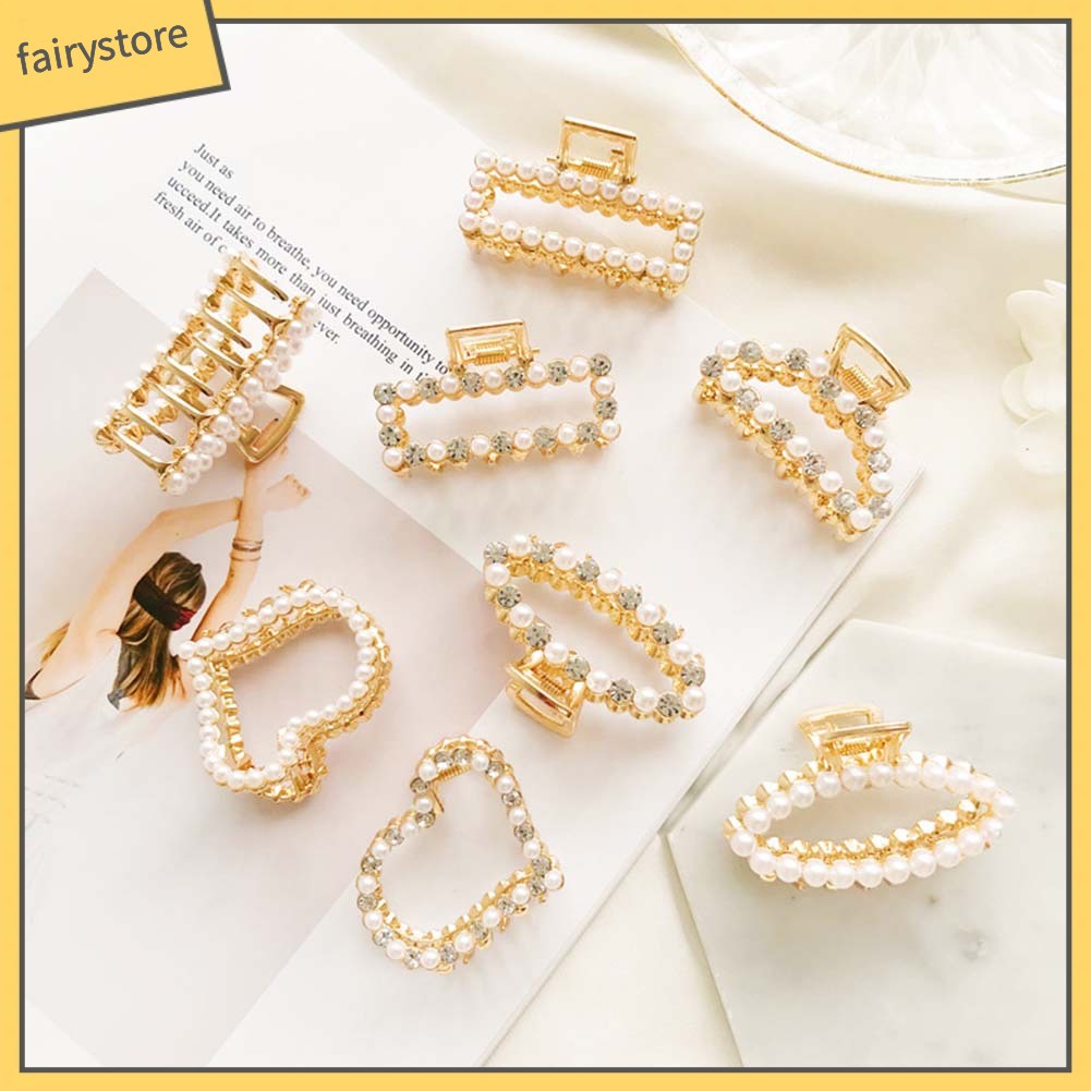 Kẹp Tóc Đính Đá Ngọc Trai Nhân Tạo Thời Trang Dành Cho Nữ Giá Đỡ