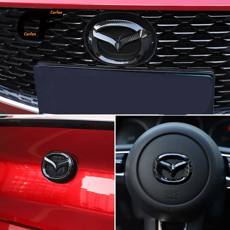 Miếng Dán Trang Trí Vô Lăng Xe Hơi Mazda Logo 3 Axela 2020 ABS