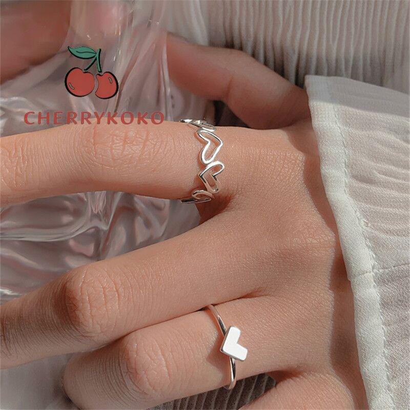 🍒🍒CHERRYKOKO Set 2 Nhẫn Thiết Kế Đơn Giản Thời Trang Tinh Tế Cho Nữ